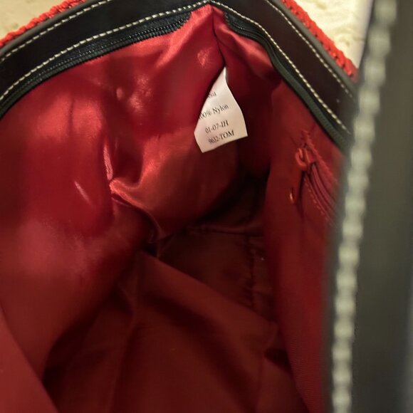 The Sak Red Handbag with Black Leather Trim Handles - Picture 15 of 15